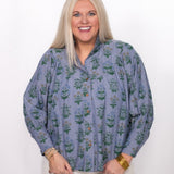 Jenna Blue/Green Floral Long Sleeve Top 