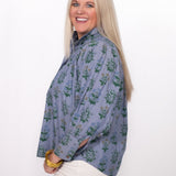 Jenna Blue/Green Floral Long Sleeve Top Side