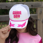 In My Game Day Era White Cap with Pink Embroidery and Yellow Details Front